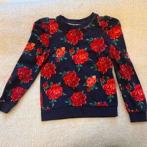 Girls Janie and Jack Blue floral sweater size 8